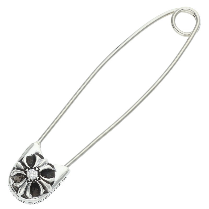 クロムハーツ Chrome Hearts   SAFETYPIN LG 1DIA ラージセーフティピン 1金剛石 しろがね色首飾りいの一番(しろがね色×せつ然たる 4.14g)【805062】【SJ02】【小物】【中古】bb396#rinkan*B
