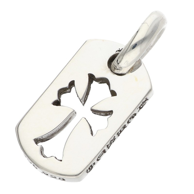 クロムハーツ Chrome Hearts DT TNY CO CRS タイニーカットアウトクロスドッグタグ チャーム シルバーネックレストップ(シルバー 2.93g)【905062】【GZ11】【小物】【中古】bb437#rinkan*B |RINKAN