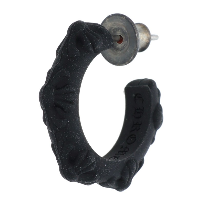 クロムハーツ Chrome Hearts   RUBBER HOOP CROSS SML クロスバンドフープシリコンピアス(黒いこと×しろがね色 総掛け目0.7g)【915062】【聞き入れる15】【小物】【中古】bb396#rinkan*S