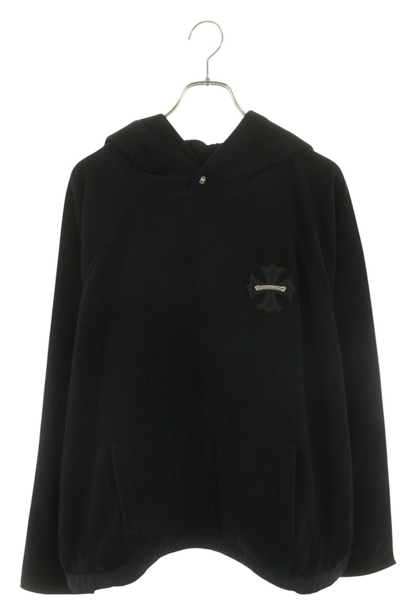 クロムハーツ Chrome Hearts 大きさ:XXL  GRP Y NOT DETENTION CH継ぎ切れ付き添い人プルオーバーフリースパーカー(黒いこと×しろがね色)【305062】【os06】【メンズ】【中古】bb453#rinkan*S