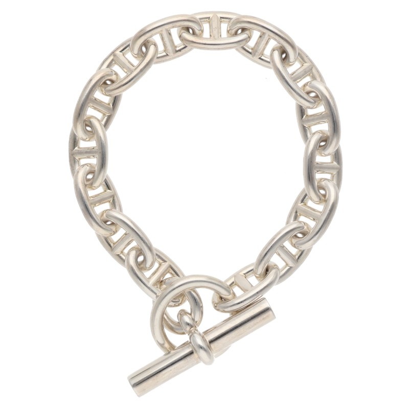 エルメス HERMES 大きさ:15LINK  Chaine d\u0027Ancre MM シェーヌダンクルMMしろがね色腕輪(しろがね色 53.73g)【215062】【SB01】【小物】【中古】bb76#rinkan*B