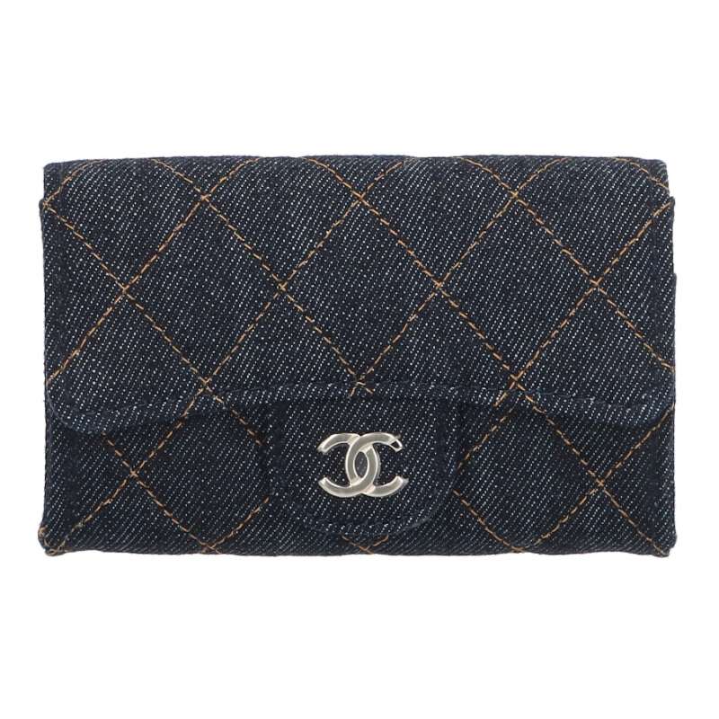 シャネル CHANEL   26SS  古典派音楽 フラッ デニムカードケース(インディゴ)【205062】【SB01】【小物】【中古】bb78#rinkan*S