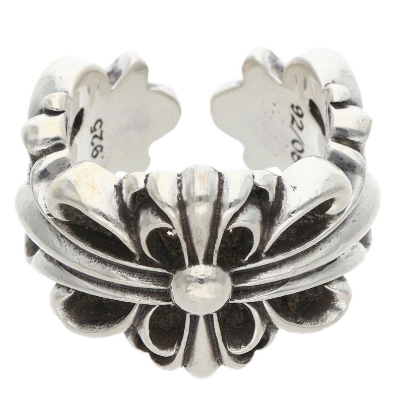 クロムハーツ Chrome Hearts 大きさ:8号  DBL FLRL CRS ダブルフローラルクロス しろがね色輪っか(しろがね色 11.74g)【415062】【os06】【小物】【中古】bb297#rinkan*B