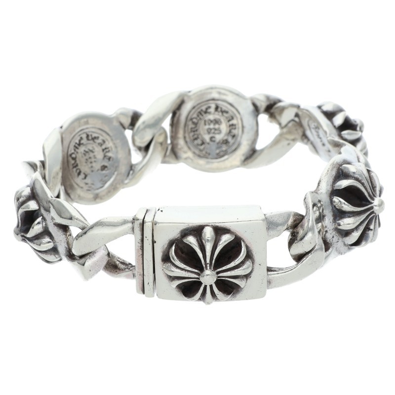 クロムハーツ Chrome Hearts 大きさ:5LINK  CROSS LINK 差し交わす繋がり オールドシルバーブレスレット(しろがね色 95.37g)【905062】【GZ11】【小物】【中古】bb62#rinkan*B