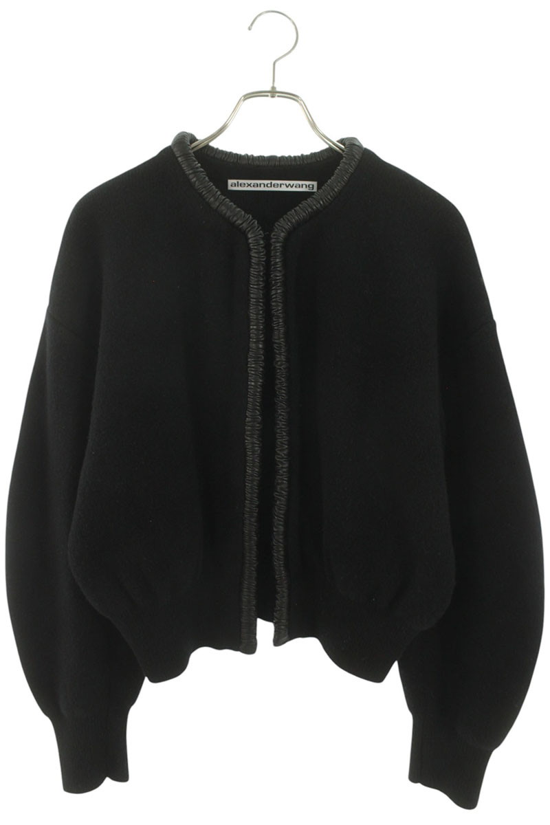 アレキサンダーワン ALEXANDER WANG 大きさ:S  1KC1223006 レザートリムデザインカーディガン(黒いこと)【905062】【BS99】【レディース】【中古】bb455#rinkan*B