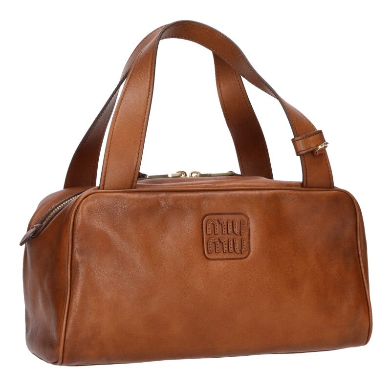 ミュウミュウ miumiu　 5BB182 トップハンドルレザーハンドバッグ(ブラウン)【305062】【SB01】【小物】【中古】bb384#rinkan*S｜RINKAN
