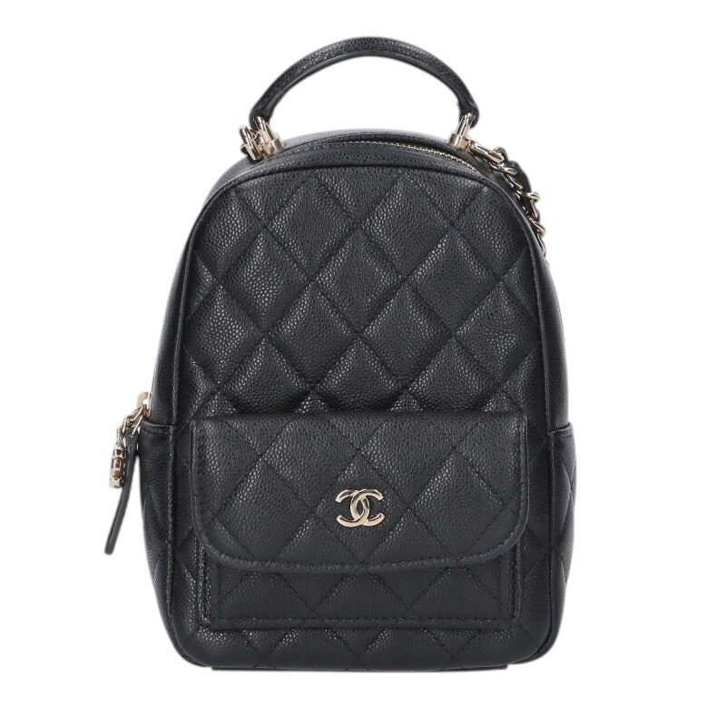 シャネル CHANEL   AP3753 マトラッセ ココマークキャビアスキン2WAYミニバックパック(黒いこと×ゴールド)【405062】【OM10】【小物】【中古】bb205#rinkan*B
