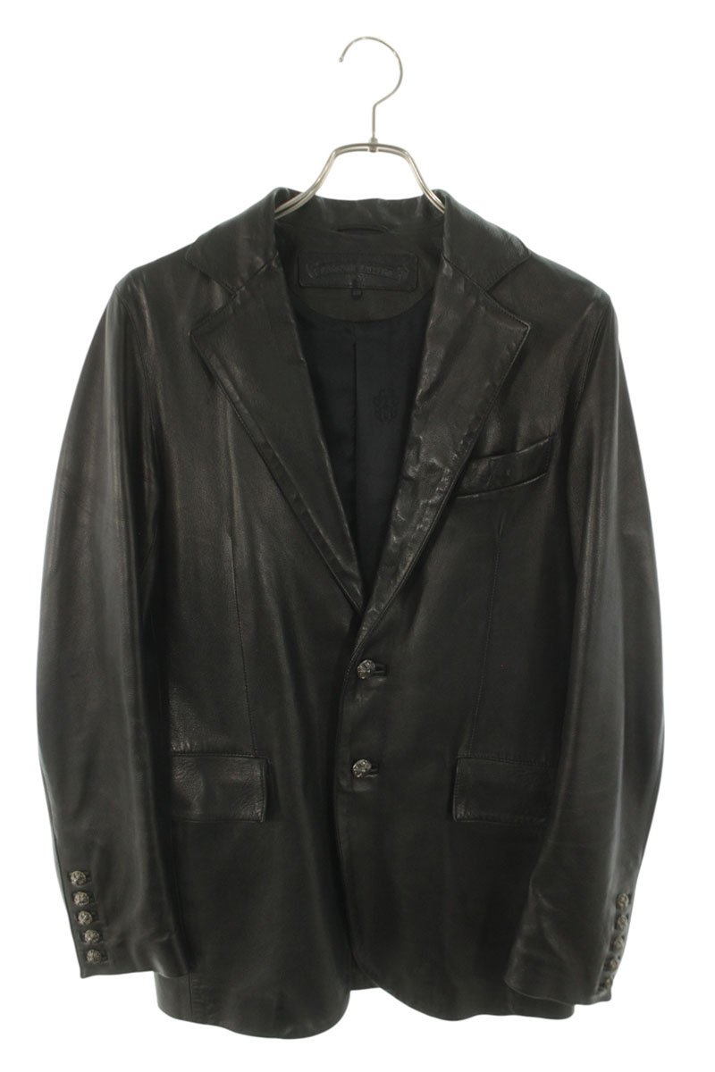 クロムハーツ Chrome Hearts 大きさ:S クロスボール2Bレザーテーラードジャケット(黒いこと×しろがね色)【605062】【os06】【メンズ】【中古】bb453#rinkan*D