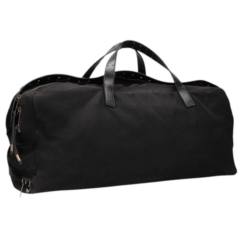 ディオールオム Dior HOMME　 03AW LUSTER期 レザー切替 キャンバスボストンバッグ(ブラック)【807062】【SB01】【小物】【中古】bb87#rinkan*B｜RINKAN