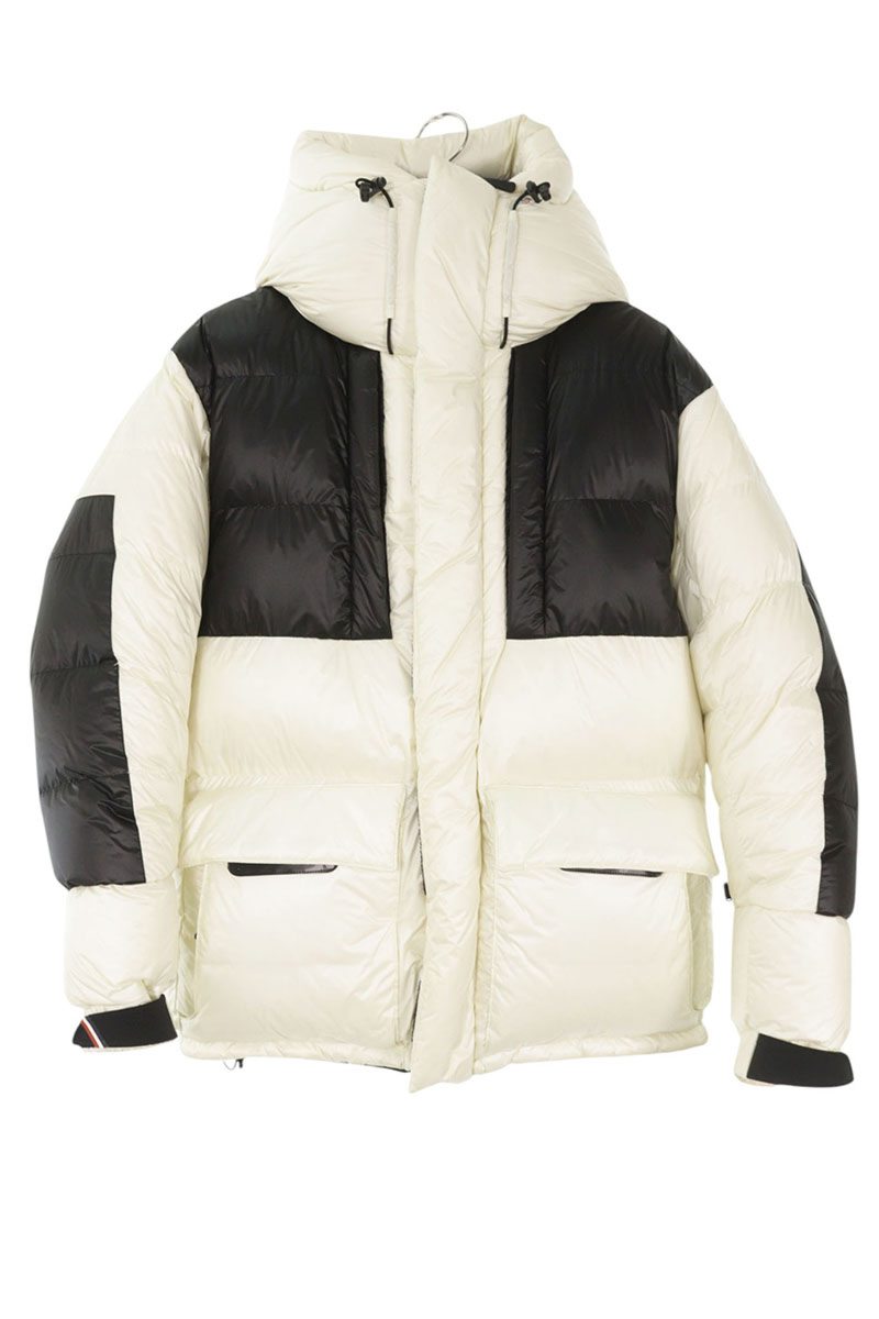 モンク線路グルノーブル MONCLER GRENOBLE  大きさ:1  GIRDWOOD GIOBBOTTO ロゴワッペンジップアップダウンジャケット(白いこと×黒いこと)【115062】【BS99】【メンズ】【中古】bb432#rinkan*B