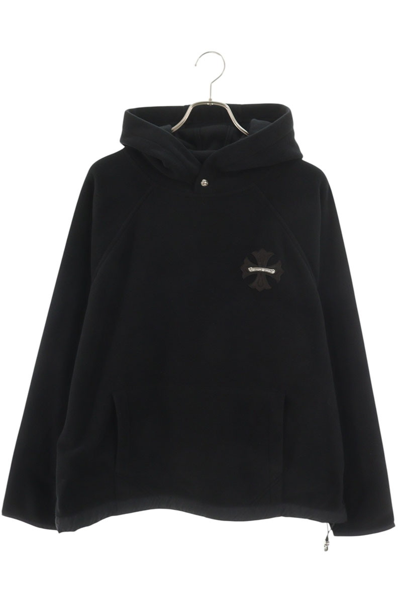 クロムハーツ Chrome Hearts 大きさ:XL  GRP Y NOT DETENTION CH継ぎ切れ付き添い人プルオーバーフリースパーカー(黒いこと×しろがね色)【605062】【os06】【メンズ】【中古】bb453#rinkan*S