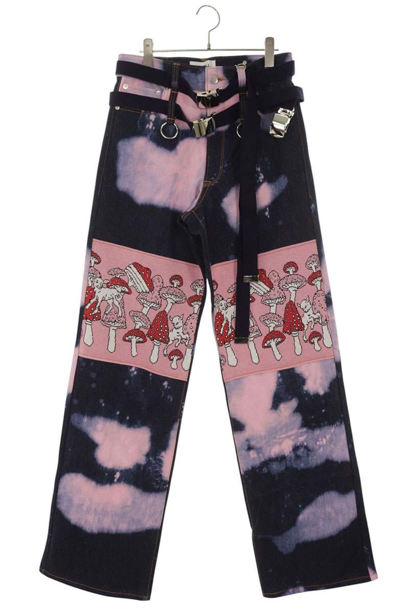キディル KIDILL 大きさ:42  22AW  KL646 POISONOUS DENIM PANTS 編み物うつり変わり絵の具製作ジーンズズボン下(インディゴ×サクラ色)【115062】【BS99】【メンズ】【中古】bb455#rinkan*S