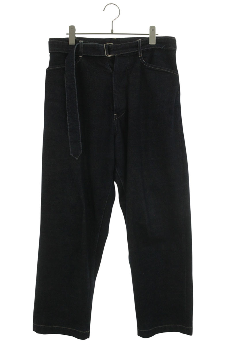 ブラームス blurhms 大きさ:2  22SS  BHS22F013 12.9薬局衡オンスロングベルテッドデニムパンツ(インディゴ)【315062】【BS99】【メンズ】【中古】bb428#rinkan*B