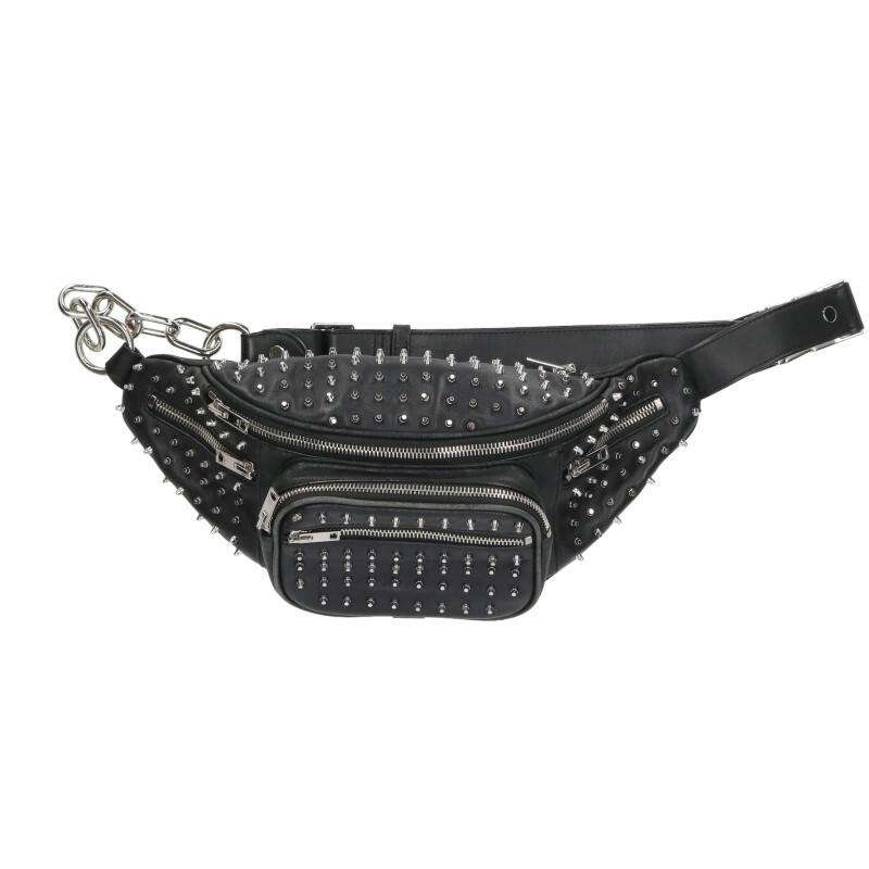 アレキサンダーワン ALEXANDER WANG  スタッズレザーウエストバッグ(黒いこと×しろがね色)【106062】【BS99】【小物】【中古】bb432#rinkan*B