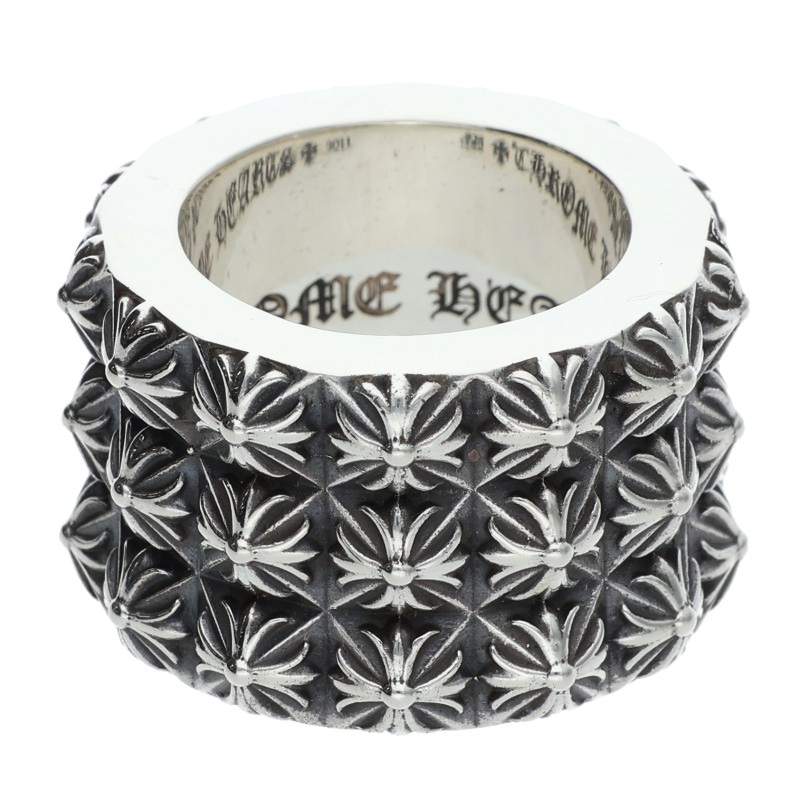 クロムハーツ Chrome Hearts 大きさ:18号  PETE PUNK TRIPLE ピートパンクトリプルロウ しろがね色輪っか(しろがね色 57.69g)【825062】【SS07】【小物】【中古】bb134#rinkan*B
