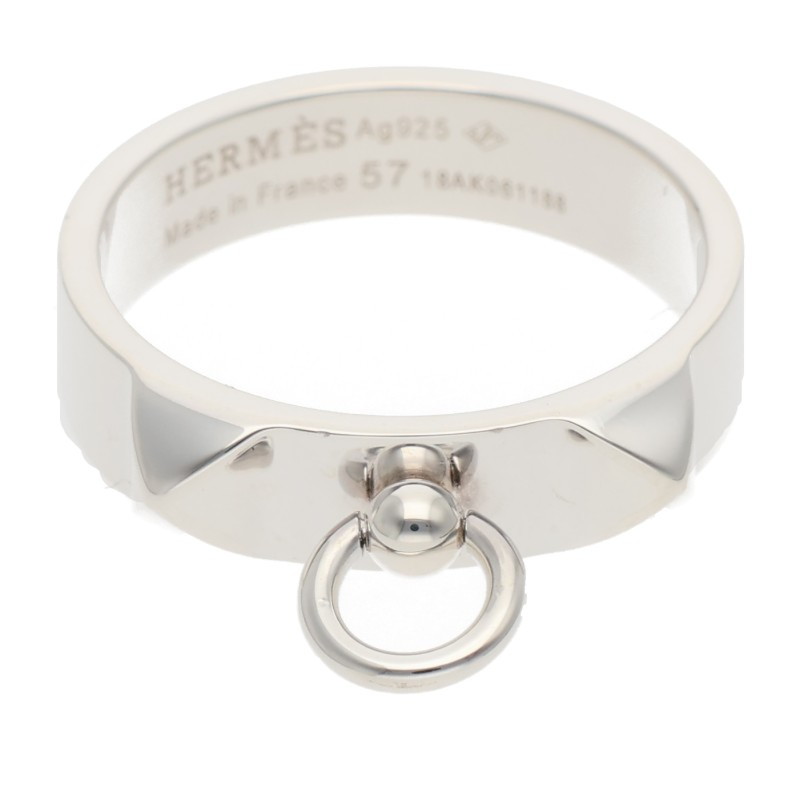 エルメス HERMES 大きさ:57/16.5号  Collier de Chien PM コリエドシアンPMしろがね色輪っか(しろがね色 4.89g)【415062】【FK04】【小物】【中古】bb423#rinkan*B