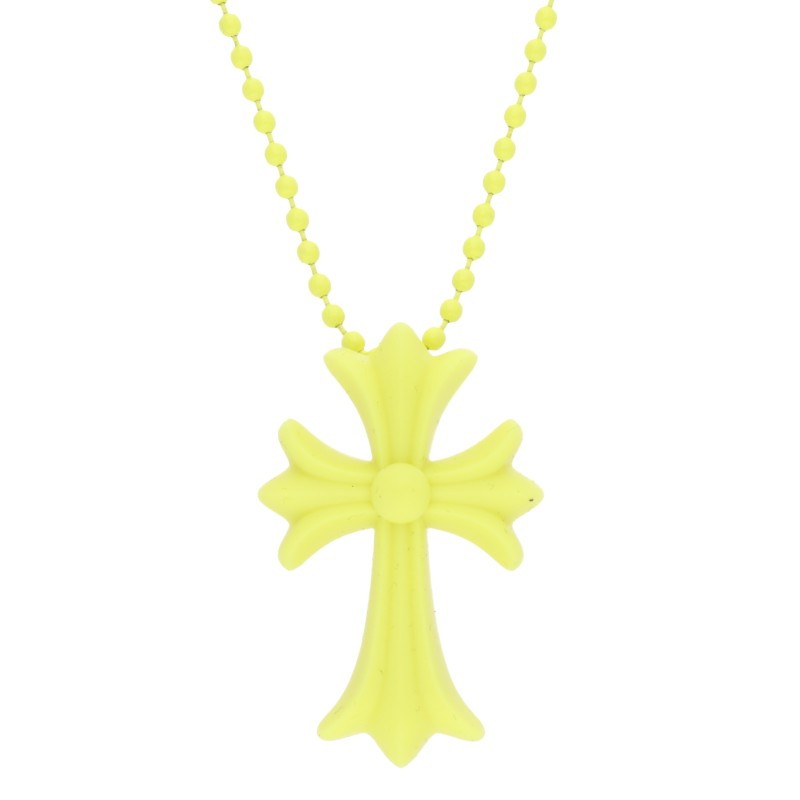 クロムハーツ Chrome Hearts   RUBBER CH CRS SML 思われ人スモールCH差し交わす シリコンラバーネックレス(黄色 総掛け目8.59g)【025062】【SJ02】【小物】【中古】bb415#rinkan*A