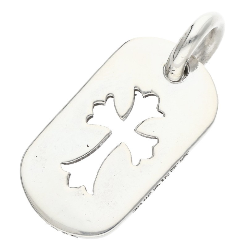 クロムハーツ Chrome Hearts   D TAG SML CO CRS カットアウトクロスドッグタグ スモールドッグタグネックレストップ(しろがね色 8.43g)【915062】【os06】【小物】【中古】bb212#rinkan*B