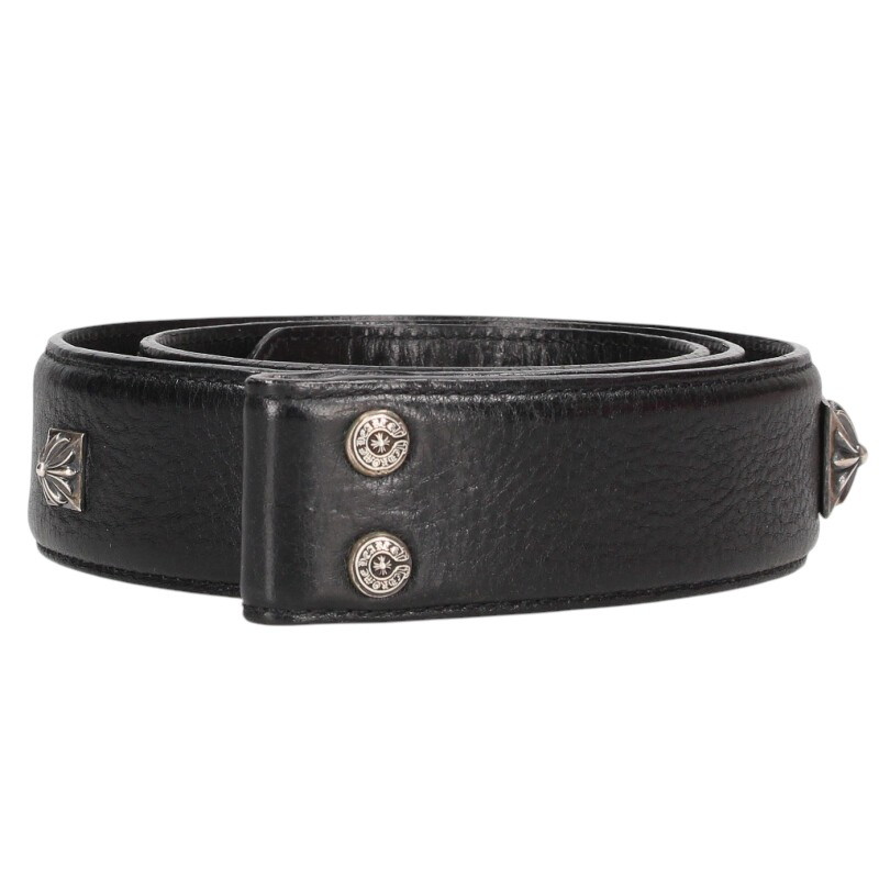 クロムハーツ Chrome Hearts　サイズ:32インチ STRAP PYRAMID ゼロピラミッドスタッズ レザーベルト(ブラック&times;シルバー)【605062】【SJ02】【小物】【中古】bb51#rinkan*B ｜RINKAN