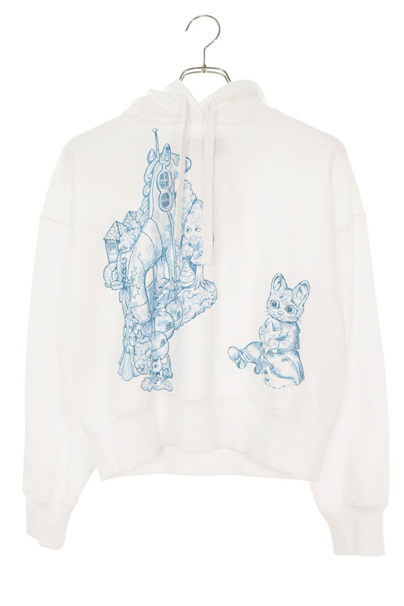 グッチ GUCCI ×ヒグチユウコ 大きさ:XXS  853426 XJHUG 美術家刺しゅうティーシャツパーカー(白いこと×青色)【215062】【BS99】【レディース】【中古】bb223#rinkan*A