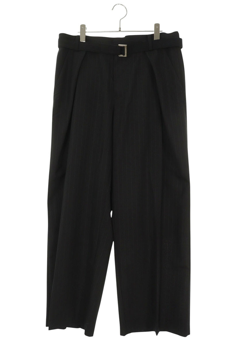サカイ Sacai 大きさ:3  26SS  26-03960M 胴締め付き添い人チョークストライプロングパンツ(黒いこと)【215062】【BS99】【メンズ】【中古】bb187#rinkan*A