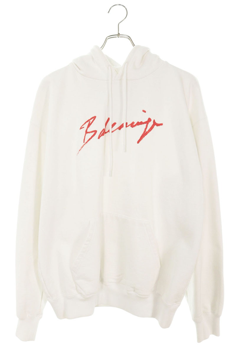 バレンシアガ BALENCIAGA 大きさ:M  583215 TFV64 リップスティックロゴパーカー(白いこと)【215062】【BS99】【メンズ】【中古】bb356#rinkan*C