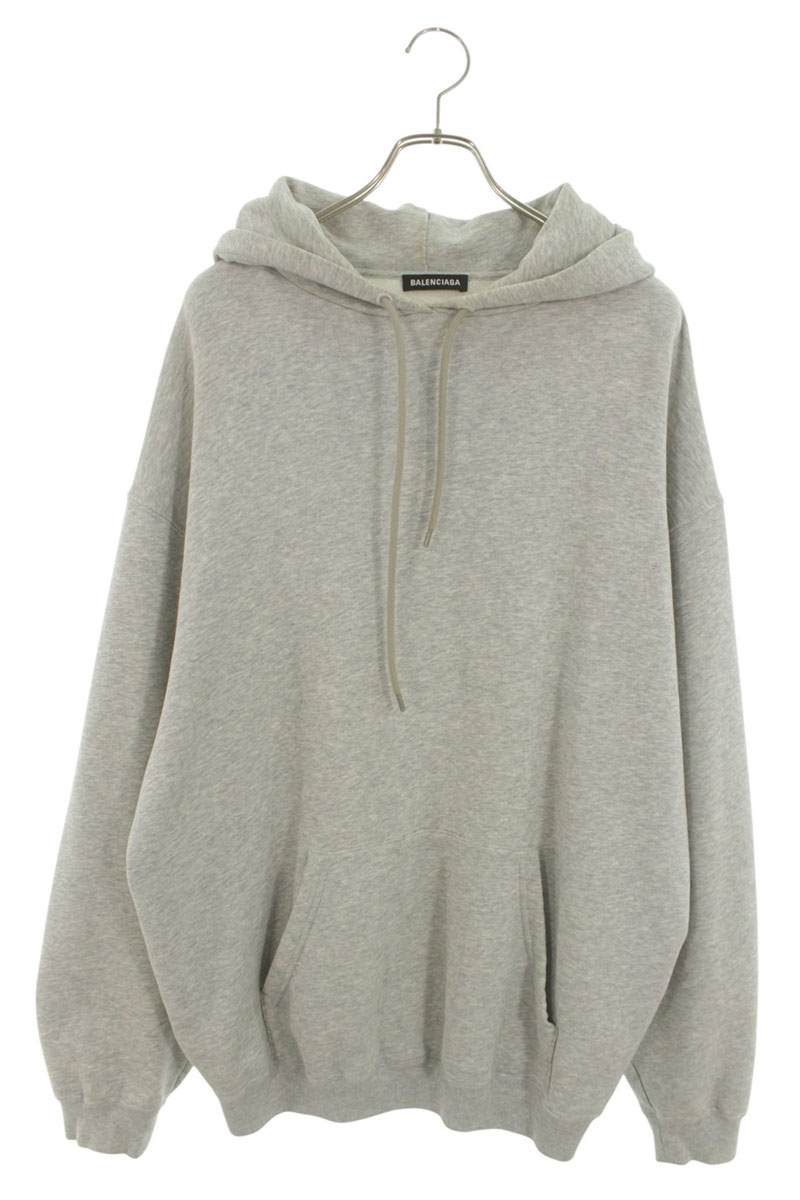 バレンシアガ BALENCIAGA 大きさ:M  570811 TEV67 うしろ側ロゴタイプ刺しゅうパーカー(薄墨色)【415062】【BS99】【メンズ】【中古】bb356#rinkan*C