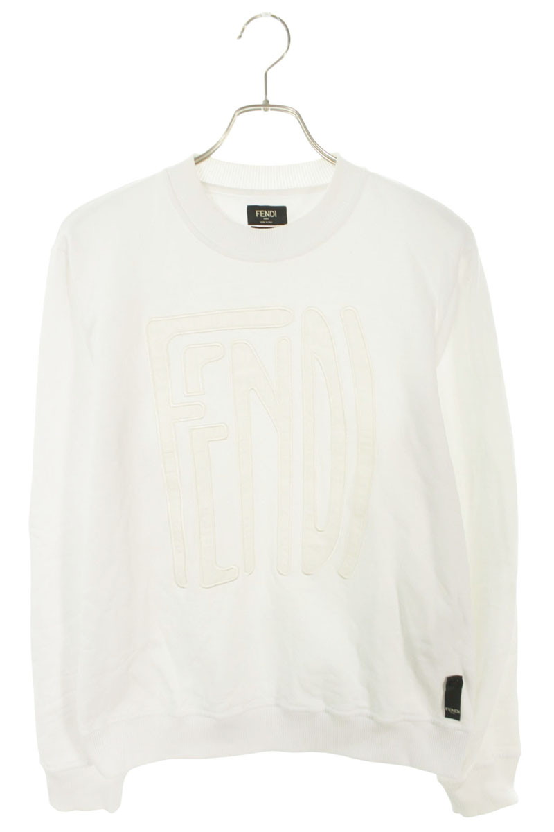 フェンディ FENDI ×アンリアレイジ ANREALAGE サイズ:M FY0178 AE0C ロゴスウェット(ホワイト)【805062】【BS55】【メンズ】【中古】bb187#rinkan*B|RINKAN
