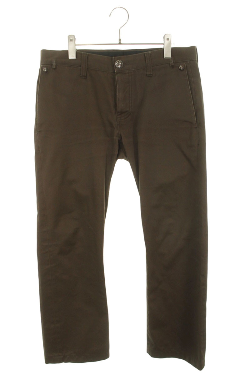 クロムハーツ Chrome Hearts 大きさ:33in  CHINOS なめし革うつり変わりチノロングパンツ(赤銅色×しろがね色)【805062】【聞き入れる15】【メンズ】【中古】bb450#rinkan*B