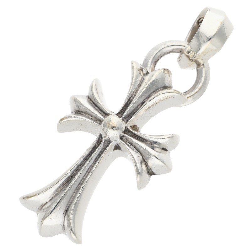 クロムハーツ Chrome Hearts   CH CRS SML W BALE スモールCHクロスベイル Wベイル しろがね色首飾りいの一番(しろがね色 23.34g)【215062】【GZ11】【小物】【中古】bb389#rinkan*B