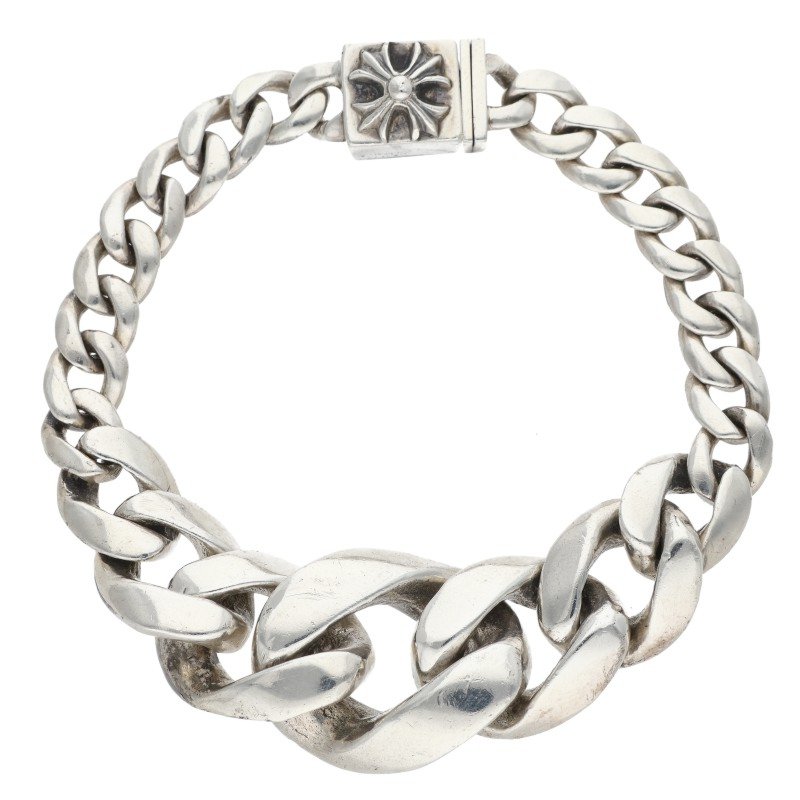 クロムハーツ Chrome Hearts TAPERED CLSC LNK テーパードクラシックリンク シルバーブレスレット(シルバー 49.37g)【705062】【GZ11】【小物】【中古】bb448#rinkan*B |RINKAN