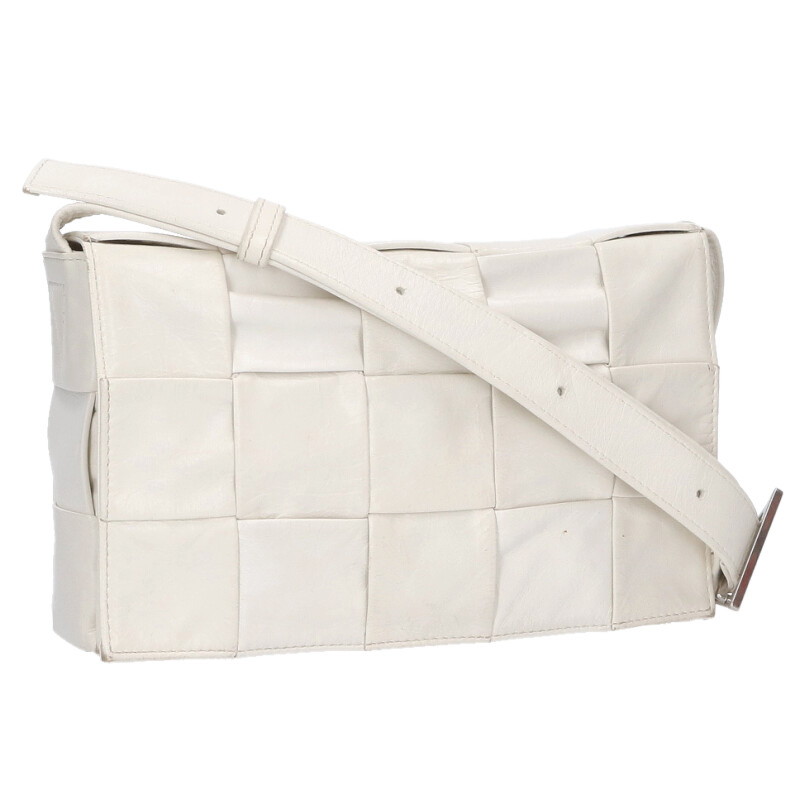 ボッテガヴェネタ BOTTEGA VENETA   テープ イントレチャートレザーショルダーバッグ(白いこと)【905062】【SB01】【小物】【中古】bb356#rinkan*B