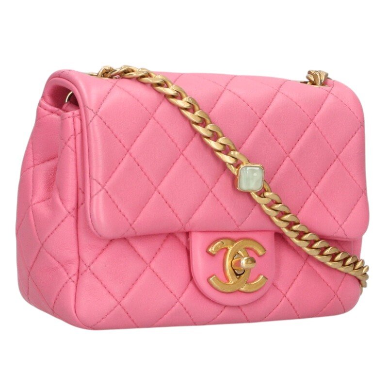 シャネル CHANEL　サイズ:17 ミニマトラッセ17 ラムスキンチェーンショルダーバッグ(ピンク&times;ゴールド)【905062】【SB01】【小物】【中古】bb30#rinkan*B ｜RINKAN