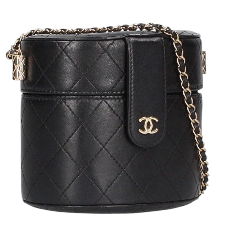 シャネル CHANEL   バニティ ラムスキンチェーンショルダーバッグ(黒いこと×ゴールド)【905062】【OM10】【小物】【中古】bb30#rinkan*B