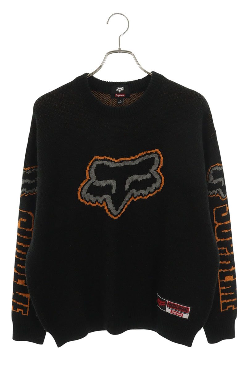 シュプリーム SUPREME 大きさ:M  Fox Racing Sweater フォックスレーシング クルーネックニット(黒いこと)【315062】【BS99】【メンズ】【中古】bb471#rinkan*B