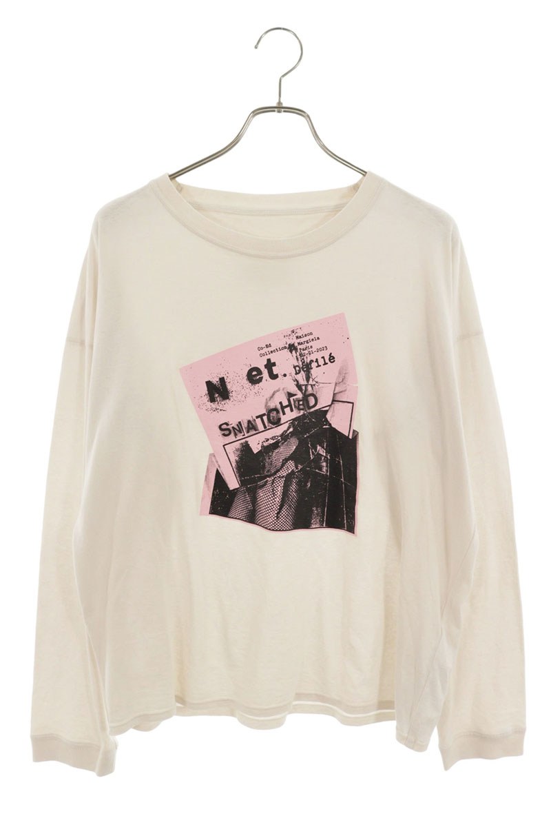 メゾンマルジェラ Maison Margiela サイズ:L 24SS S50GC0698 フロントプリント長袖カットソー(ホワイト)【315062】【BS99】【メンズ】【中古】bb334#rinkan*B|RINKAN