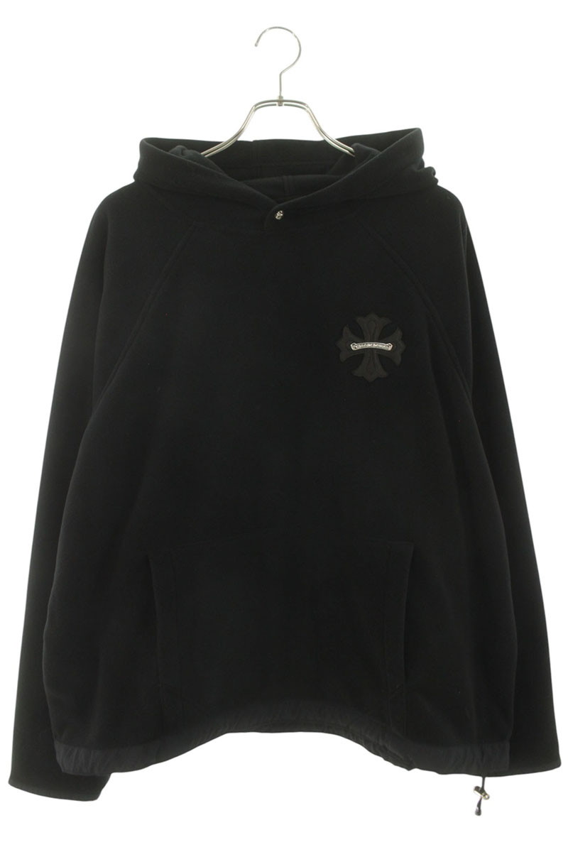 クロムハーツ Chrome Hearts 大きさ:XL  GRP Y NOT DETENTION CH継ぎ切れ付き添い人プルオーバーフリースパーカー(黒いこと×しろがね色)【015062】【NO05】【メンズ】【中古】bb432#rinkan*S
