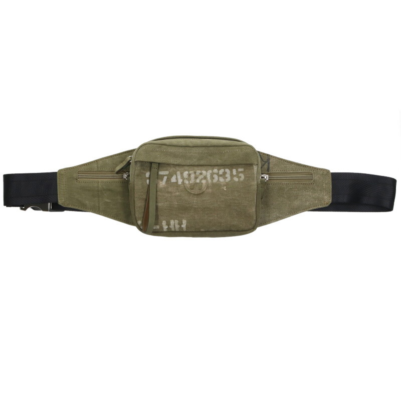 小母さんお手伝いさん READYMADE   BODY POUCH ヴィンテージコットンボディポーチウエストバッグ(緑であること調)【825062】【BS99】【小物】【中古】bb223#rinkan*A
