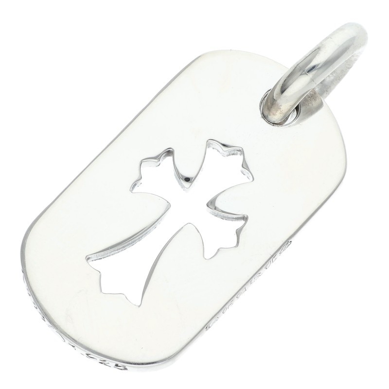 クロムハーツ Chrome Hearts   D TAG SML CO CRS カットアウトクロスドッグタグ スモールドッグタグシルバーネックレストップ(しろがね色 9.74g)【315062】【SJ02】【小物】【中古】bb415#rinkan*B