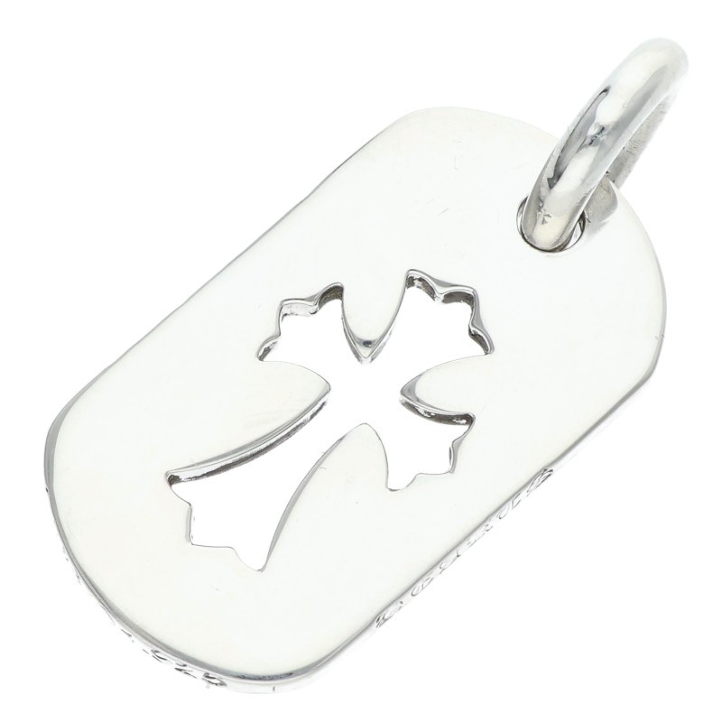 クロムハーツ Chrome Hearts   D TAG SML CO CRS カットアウトクロスドッグタグ スモールドッグタグシルバーネックレストップ(しろがね色 9.31g)【315062】【SJ02】【小物】【中古】bb415#rinkan*B