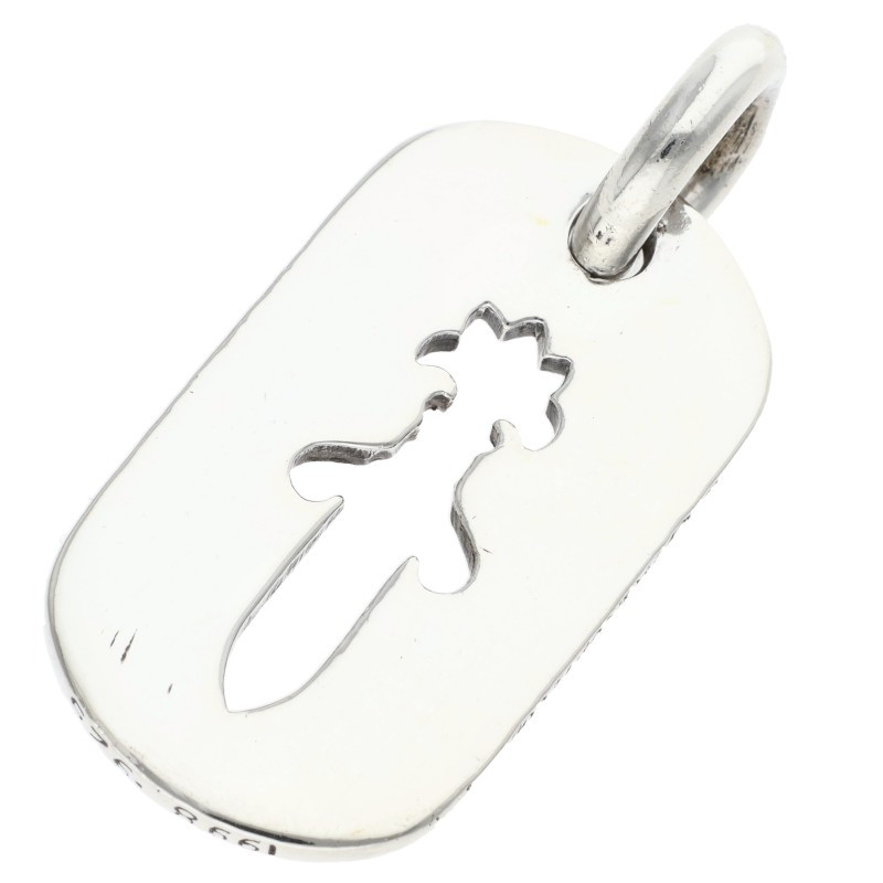 クロムハーツ Chrome Hearts   D TAG SML CO DAG カットアウトダガードッグタグ スモールドッグタグネックレストップ(しろがね色 8.33g)【815062】【os06】【小物】【中古】bb470#rinkan*B