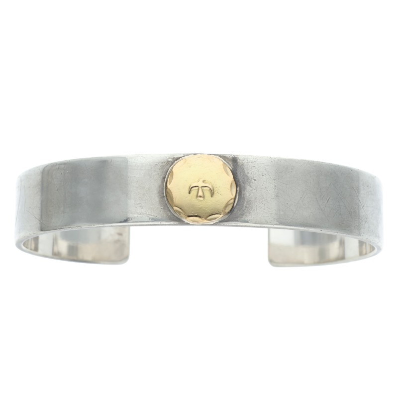 ゴローズ goro\u0027s 大きさ:M  平打ちブレス M 腕輪(しろがね色×ゴールド 32.89g)【525062】【HJ08】【小物】【中古】bb411#rinkan*B
