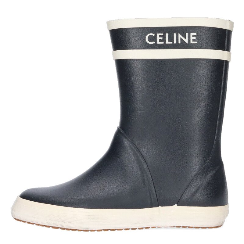 セリーヌ CELINE 大いさ:37 ロゴラバーレインブーツ(黒いこと×白いこと)【415062】【BS99】【レディース】【小物】【中古】bb30#rinkan*B