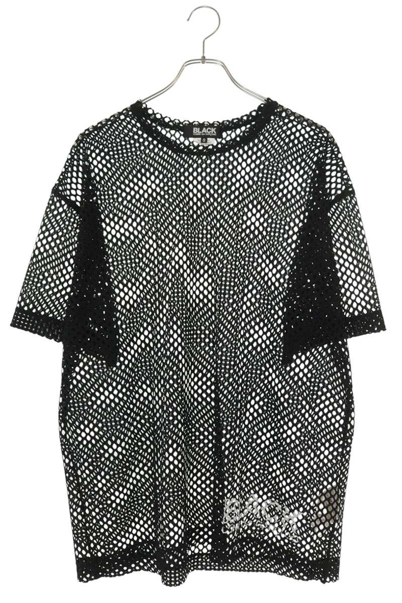 ブラックコムデギャルソン BLACK COMME des GARCONS 大いさ:S  1O-T001 ロゴプリントメッシュティーシャツ(黒いこと)【215062】【BS99】【メンズ】【中古】bb433#rinkan*B