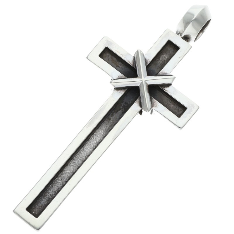 クロムハーツ Chrome Hearts   MAPPLE THORPE SM スモールメイプルソープクロス しろがね色首飾りいの一番(しろがね色 53.7g)【415062】【SS07】【小物】【中古】bb377#rinkan*B