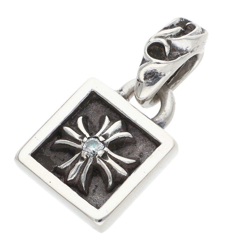 クロムハーツ Chrome Hearts   FRAMED CH PLUS 1DIA フレームドCH足し加える 1金剛石 惹きつける しろがね色首飾りいの一番(しろがね色×せつ然たる 5.18g)【415062】【GZ11】【小物】【中古】bb411#rinkan*B
