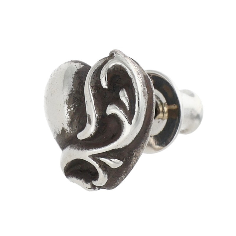 クロムハーツ Chrome Hearts   STUD HEART ハートスタッド しろがね色ピアス(しろがね色 1.31g)【915062】【os06】【小物】【中古】bb453#rinkan*B