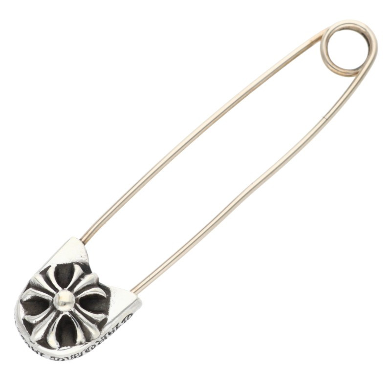 クロムハーツ Chrome Hearts 大きさ:ラージ  SAFETY PIN LG ラージセーフティピン しろがね色首飾りとっ始め(しろがね色 3.89g)【025062】【os06】【小物】【中古】bb455#rinkan*B