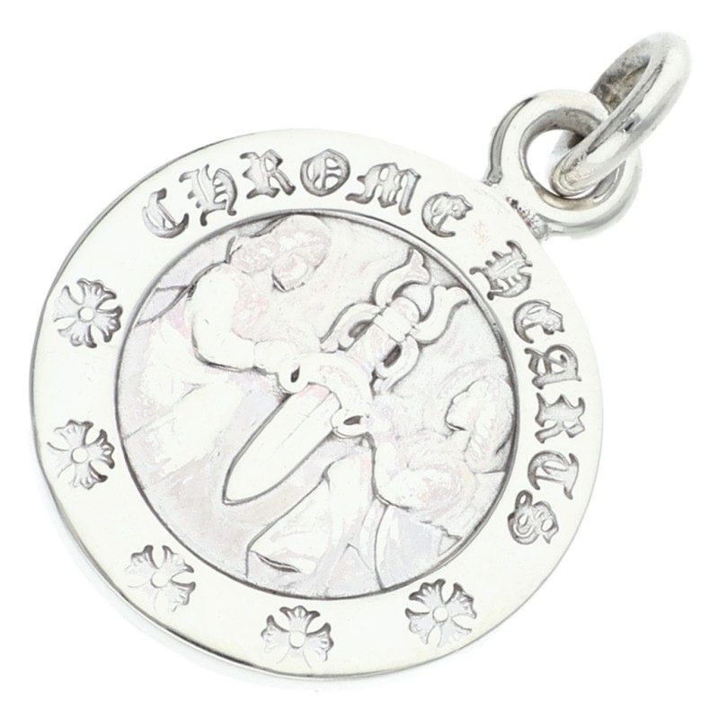 クロムハーツ Chrome Hearts   CHRM ANGL MDL エンジェルメダルチャーム V2 しろがね色首飾りとっ始め(しろがね色 6.26g)【025062】【NO05】【小物】【中古】bb390#rinkan*B