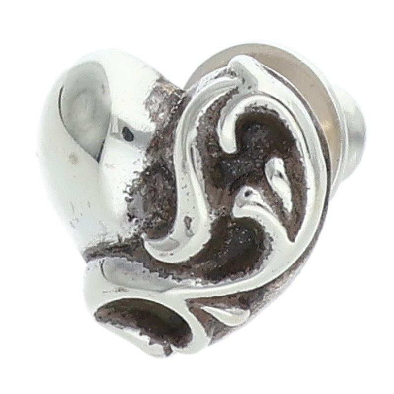 クロムハーツ Chrome Hearts　 STUD HEART ハートスタッド シルバーピアス(シルバー 1.2g)【025062】【NO05】【小物】【中古】bb390#rinkan*B｜RINKAN